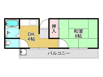 岩本マンション(1DK/4階)の間取り写真