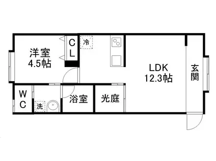 LAND新田東(1LDK/2階)の間取り写真