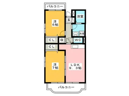 ヴィクトリーI(2LDK/1階)の間取り写真