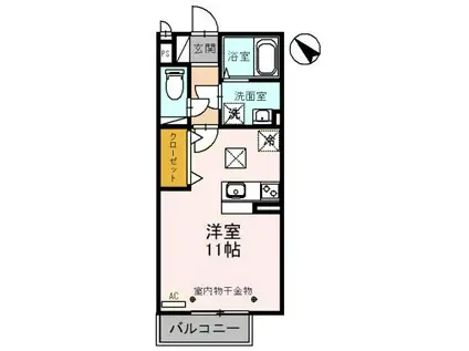 エムステート(ワンルーム/1階)の間取り写真