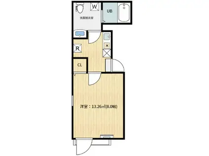 ヴェール立花(1K/2階)の間取り写真