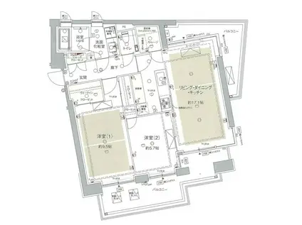ロイヤルシーズン麻布永坂(2LDK/8階)の間取り写真