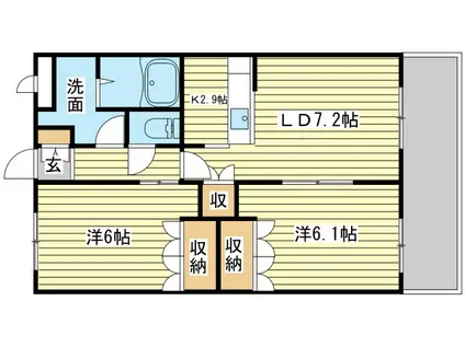 ピアコートエバー(2LDK/2階)の間取り写真