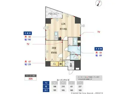 イーグル薬院参番館(1LDK/7階)の間取り写真