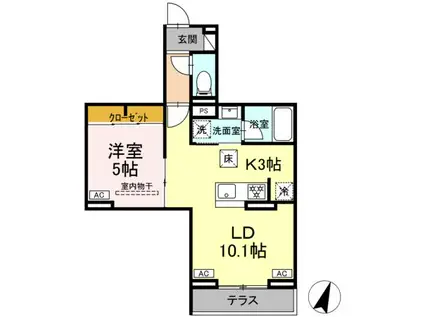 セレスティア中央 II(1LDK/1階)の間取り写真