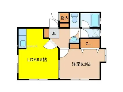 ロイヤルタウンI(1LDK/1階)の間取り写真