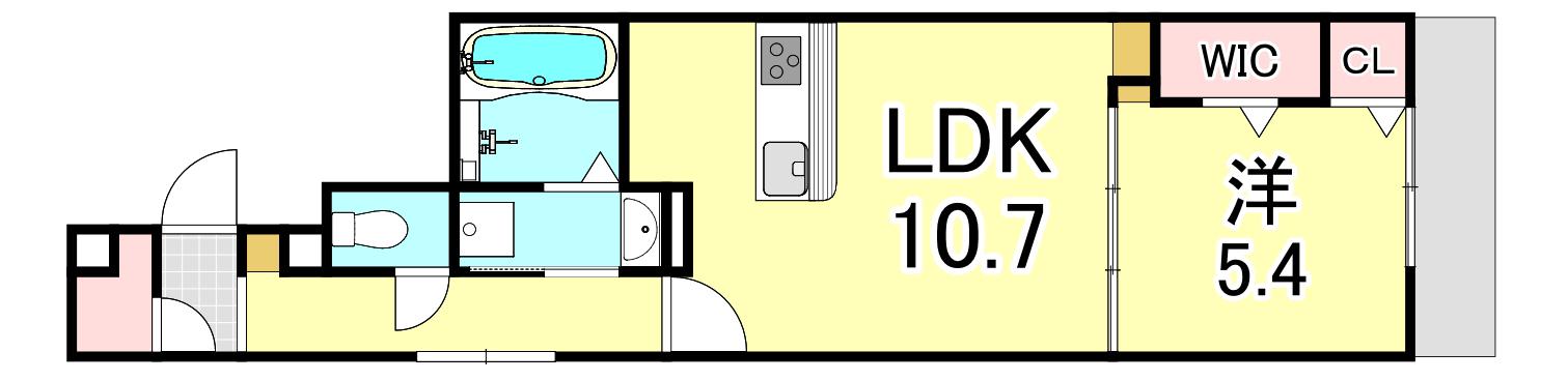 ル トレフル(1LDK/1階)の間取り写真