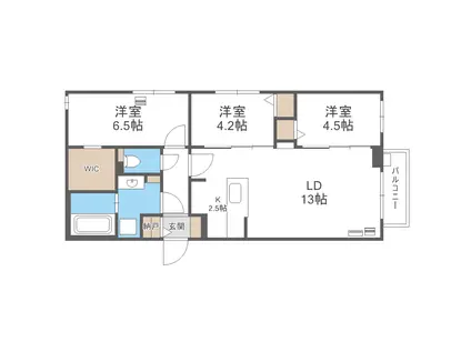BALBONI山鼻(3LDK/3階)の間取り写真