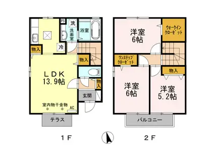 MAISON DE RAISIN(ワンルーム/2階)の間取り写真