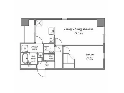 オーパスホームズ八丁堀(1LDK/9階)の間取り写真