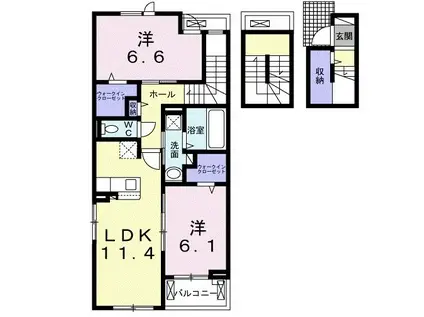 ステラ2ーMY(2LDK/3階)の間取り写真