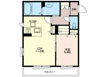 ヴェルミオン シェル(1LDK/1階)の間取り写真