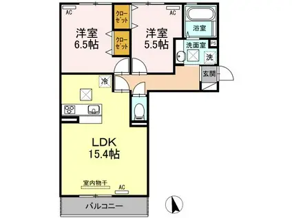  ティエード コート(2LDK/3階)の間取り写真