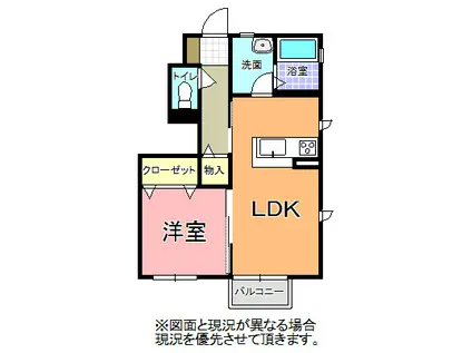 エスポワール ソレイユ B棟(1LDK/1階)の間取り写真