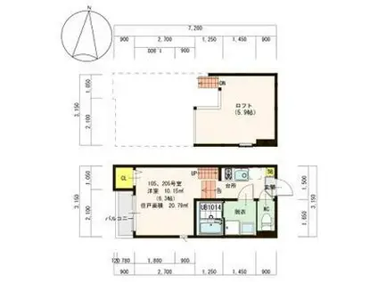 ペールエール(1K/2階)の間取り写真