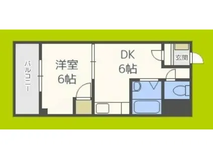 雅叙園ハイツ(1DK/9階)の間取り写真