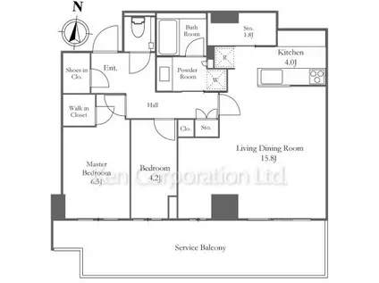 THE YOKOHAMA FRONT TOWER(2LDK/39階)の間取り写真