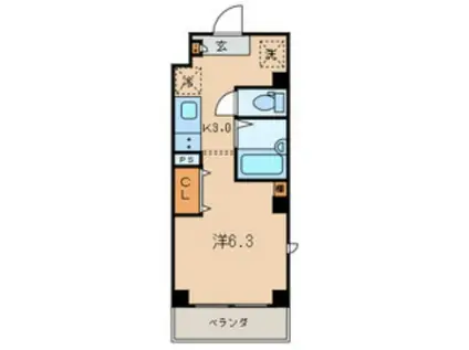 グランシャリオ西川口(1K/3階)の間取り写真