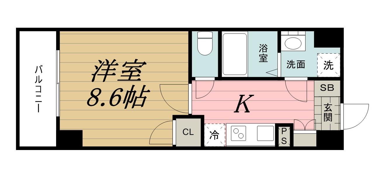 スカール千葉みなと(1K/6階)の間取り写真