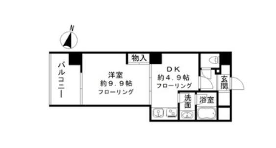 ジェラ恵比寿レジデンス(1DK/4階)の間取り写真