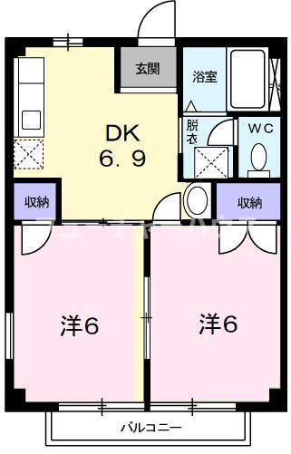 アクティブ高橋A(2DK/1階)の間取り写真