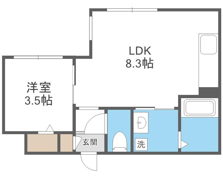KENT COLLECTION野幌駅前(1LDK/1階)の間取り写真