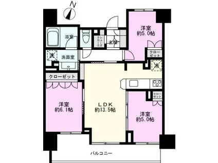 プラウド浦和別所(3LDK/6階)の間取り写真