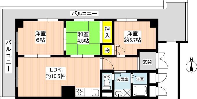 室町スカイハイツ(3LDK/4階)の間取り写真