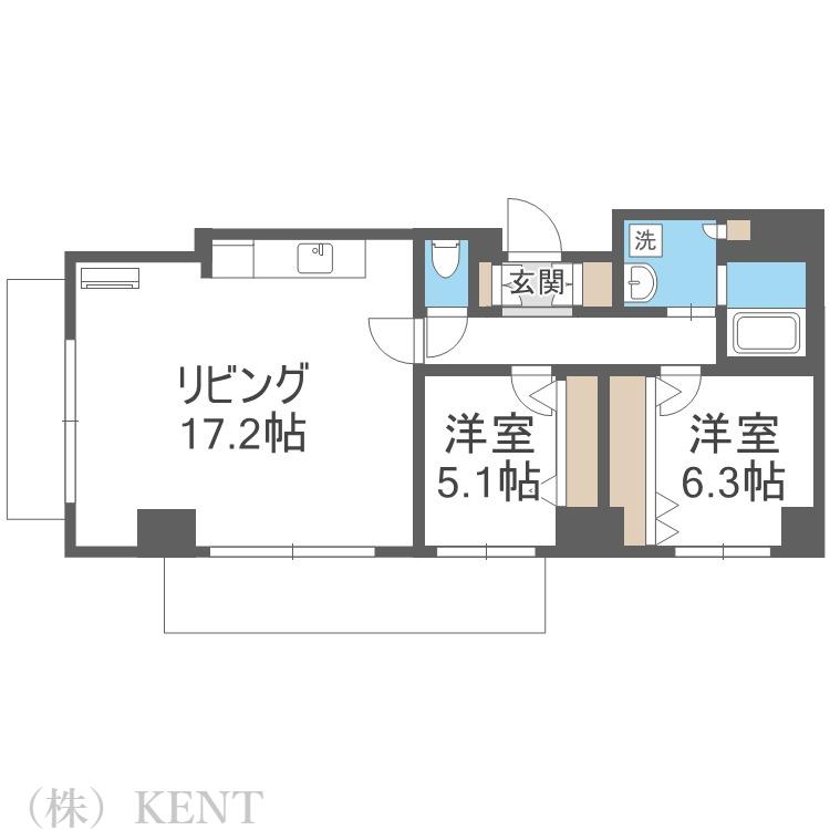 コンドー円山KIRARI(2LDK/2階)の間取り写真