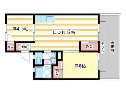 シャトームラキ(2LDK/1階)の間取り写真
