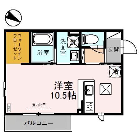 BELLE CUBE(ワンルーム/1階)の間取り写真