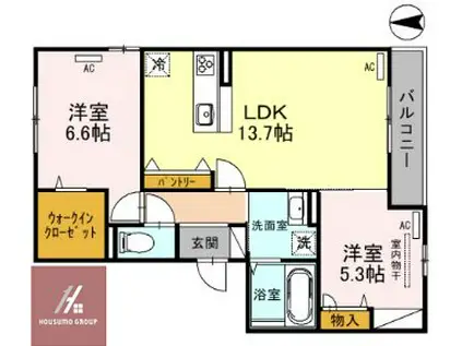 ハウオリ ホウ(2LDK/2階)の間取り写真