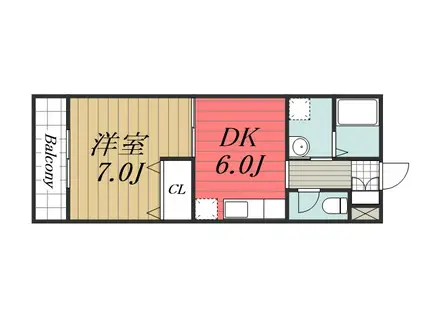グラシアス中志津(1DK/3階)の間取り写真