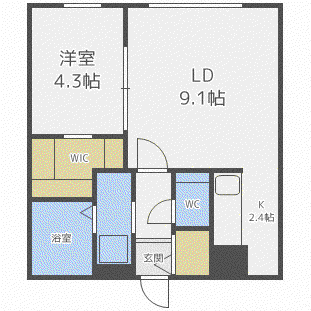 OBTNIR COULEUR (1LDK/4階)の間取り写真