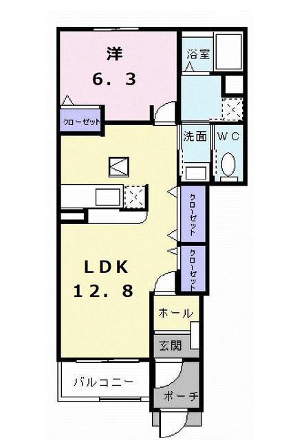 綿屋III(1LDK/1階)の間取り写真