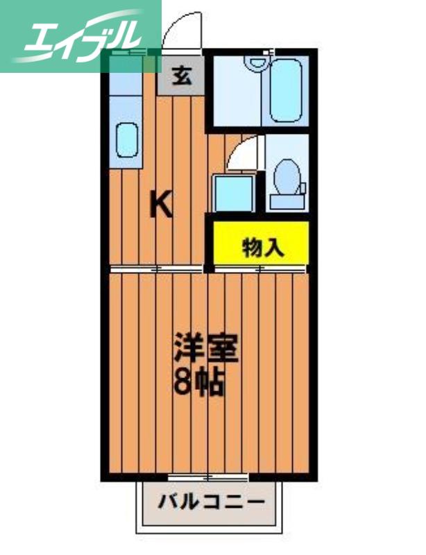 ドミール小川 II(1K/2階)の間取り写真