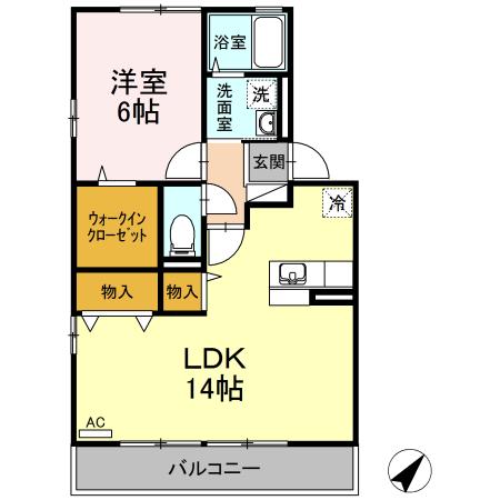 クライン・ガルデンB(1LDK/2階)の間取り写真