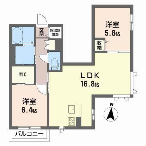 アンビシア山王(2LDK/2階)の間取り写真