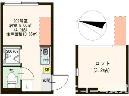 FELIZ(ワンルーム/2階)の間取り写真