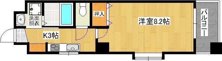 プレミール吉留(1K/3階)の間取り写真