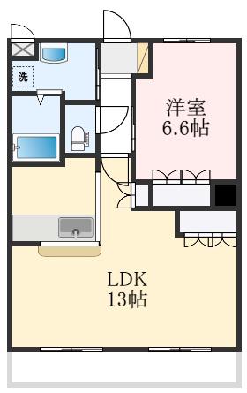 和光-II(1LDK/2階)の間取り写真