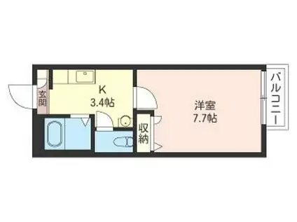 ボナール町屋(1K/1階)の間取り写真