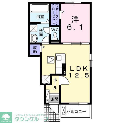 グランウェルかやの木(1LDK/1階)の間取り写真