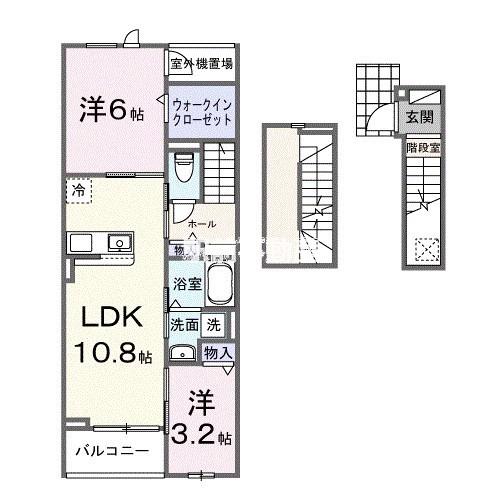 メゾン・ド・ヴィラI(2LDK/3階)の間取り写真