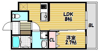 ST・RESIDENCE南津の辺(1LDK/4階)の間取り写真