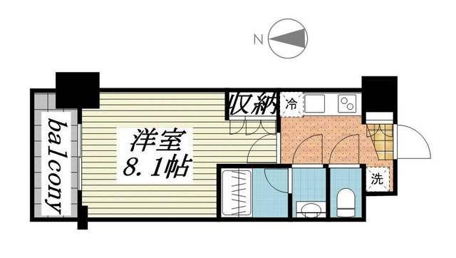 プレスタイル菊川(1K/8階)の間取り写真