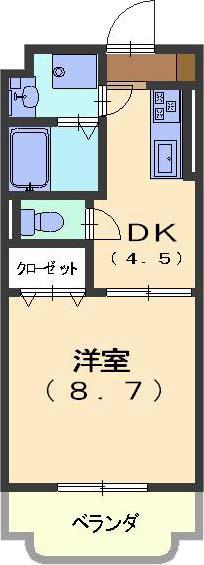 クラスト勝川(1DK/3階)の間取り写真