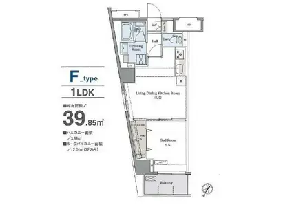 ラグゼナ平和台(1LDK/2階)の間取り写真