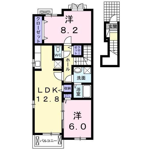 ベル・ソレイユY(2LDK/2階)の間取り写真