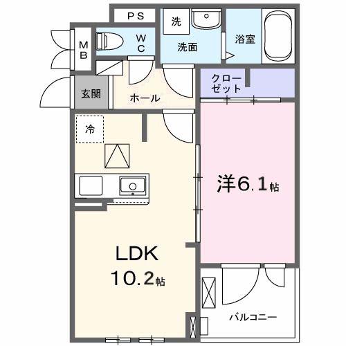 VILLA PURUMIE(1LDK/1階)の間取り写真